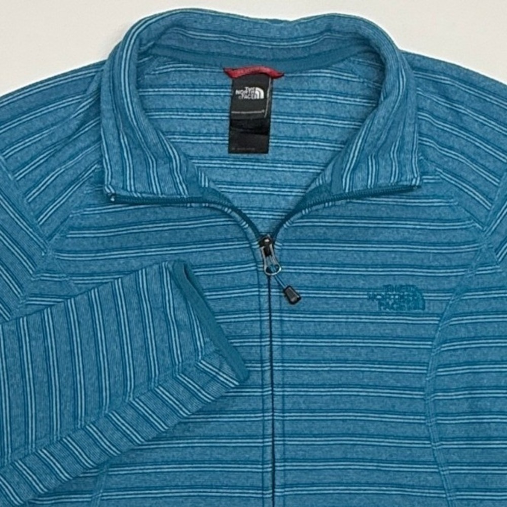 The North Face Jacket Womens Large Blue Stripes‎ Full Zip Polartec Thermal Pro